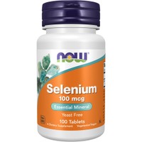Now Foods Selenium 100mcg 100tabs - Συμπλήρωμα Διατροφής με Σελήνιο με Ισχυρές Αντιοξειδωτικές Ιδιότητες για τη Καλή Λειτουργία του Θυρεοειδούς & Ενίσχυση της Ανδρικής Γονιμότητας
