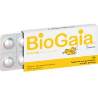 BioGaia Protectis for Gut Comfort Junior 10 Chew.tabs - Strawberry - Συμπλήρωμα Διατροφής Προβιοτικών για Παιδιά για την Αντιμετώπιση Διάρροιας, Δυσκοιλιότητας & Κοιλιακού Άλγους Κατάλληλο για Παράλληλη Χρήση με Αντιβιοτικά με Γεύση Φράουλα