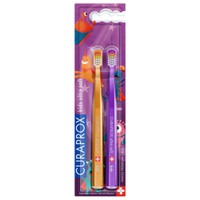 Curaprox Kids Ultra Soft Toothbrush Orange& Purple 2 Τεμάχια - Εξαιρετικά Μαλακές Παιδικές Οδοντόβουρτσες για 4 έως 12 ετών με Καπάκι Προστασίας