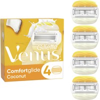 Gillette Venus Comfortglide Coconut Plus Olay Razor Blades 4 Τεμάχια - Ανταλλακτικές Κεφαλές Ξυρίσματος με 5 Λεπίδες & Olay με Άρωμα Καρύδας για Εξαιρετικά Βαθύ Ξύρισμα
