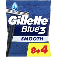 Gillette Blue3 Smooth Disposable Razors 12 Τεμάχια - Ανδρικά Ξυραφάκια με 3 Λεπίδες, για Βαθύ & Απαλό Ξύρισμα
