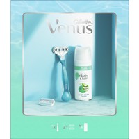 Gillette Promo Venus Smooth Ξυριστική Μηχανή 1 Τεμάχιο & Ανταλλακτικές Λεπίδες 2 Τεμάχια & Satin Care Gel Shaving Gel with Aloe 75ml - Γυναικεία Ξυριστική Μηχανή & Ανταλλακτικές Κεφαλές με 3 Λεπίδες που Αγκαλιάζουν τις Καμπύλες σας & Gel Ξυρίσματος με Αλόη