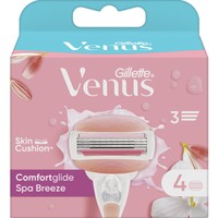 Gillette Venus ComfortGlide Spa Breeze, 4 Τεμάχια - Ανταλλακτικές Κεφαλές Ξυρίσματος με 3 Λεπίδες & 2 Λιπαντικές Μπάρες για Εξαιρετικά Βαθύ Ξύρισμα