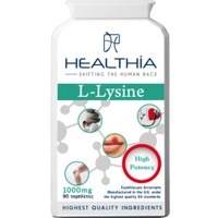 Healthia L-Lysine 1000mg High Potency 90tabs - Συμπλήρωμα Διατροφής Αμινοξέος Λυσίνης Υψηλής Ισχύος για την Αποτοξίνωση του Ήπατος & Πρόληψη Επανεμφάνισης του Ιού του Επιχείλιου Έρπητα & Άλλων Ιογενών Λοιμώξεων