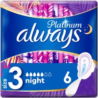 Always Platinum Σερβιέτες Μέγεθος 3 Night 6τμχ