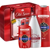 Old Spice Promo Captain After Shave Lotion 100ml & Deodorant Stick 50ml & 3in1 Shower & Shampoo Gel 250ml & Metal Reusable Box 1 Τεμάχιο - Ανδρική Λοσιόν για Μετά το Ξύρισμα & Αποσμητικό Stick για Άνδρες & Ανδρικό Αφρόλουτρο, Σαμπουάν σε Μορφή Gel για Σώμα, Μαλλιά & Πρόσωπο με Φρέσκο Άρωμα του Σανδαλόξυλου & του Ανοιχτού Ωκεανού