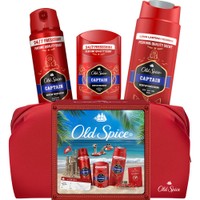 Old Spice Promo Captain Deodorant Body Spray 150ml & Deodorant Stick 50ml & 3in1 Shower & Shampoo Gel 250ml & Δώρο Νεσεσέρ 1 Τεμάχιο - Αποσμητικό Σπρέι Σώματος για Άνδρες 48ωρης Προστασίας & Αποσμητικό Stick για Άνδρες & Ανδρικό Αφρόλουτρο, Σαμπουάν σε Μορφή Gel για Σώμα, Μαλλιά & Πρόσωπο με Φρέσκο Άρωμα του Σανδαλόξυλου & του Ανοιχτού Ωκεανού