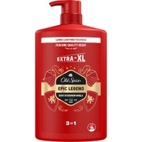 Old Spice Epic Legend 3 in 1 Shower Gel & Shampoo 1L - Ανδρικό Αφρόλουτρο - Σαμπουάν με Άρωμα Μεγάλης Διάρκειας από Βανίλια Μπέρμπον, Cherry Tobacco, Καπνιστού Ξύλου Βελανιδιάς & Ζεστού Κεχριμπαριού με Αντλία