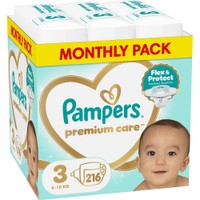Pampers Premium Care Monthly Pack Νο3 (6-10kg) 216 Τεμάχια - 