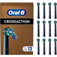 Oral-B Pro Cross Action Medium Electric Toothbrush Replacement Head Black Edition 12 Τεμάχια - Ανταλλακτικές Κεφαλές Ηλεκτρικής Οδοντόβουρτσας για Αφαίρεση της Πλάκας, Προστασία των Ούλων & Μεσαίας Σκληρότητας Ίνες σε Μαύρο Χρώμα