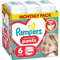 Pampers Active Baby Pants Monthly Pack Νο6 (13-19kg) Πάνες Βρακάκι 144 Τεμάχια - 