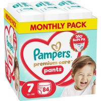 Pampers Premium Care Pants Monthly Pack No7 (15+kg) Πάνες Βρακάκι 84 Τεμάχια - 