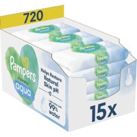Pampers Aqua Harmonie Monthly Pack Baby Wipes 720 Τεμάχια (15x48 Τεμάχια) - Μωρομάντηλα από 99% Νερό, Κατάλληλα για την Ευαίσθητη Βρεφική Επιδερμίδα με Καπάκι