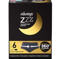 Always ZZZ Menstrual 360° Overnight Disposable Period Underwear Pants 3 Τεμάχια - Size 6 - Γυναικεία Μαύρα Εσώρουχα Περιόδου με Κάλυψη 360° για Νύχτες Χωρίς Έγνοιες, μιας Χρήσης
