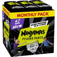 Pampers Ninjamas Pyjama Pants Boy 4-7 Years (17-30kg) Monthly Pack 60 Τεμάχια - Πάνες Βρακάκι Νυκτός για Αγόρια από 4-7 Ετών