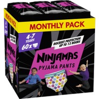 Pampers Ninjamas Pyjama Pants Girl 4-7 Years (17-30kg) Monthly Pack 60 Τεμάχια - Πάνες Βρακάκι Νυκτός για Κορίτσια από 4-7 Ετών