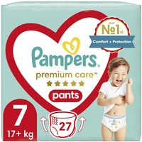 Pampers Premium Care Pants Jumbo Pack No7 (17+Kg) 27 Πάνες - Πάνες-Βρακάκι με Σχεδιασμό που Εμποδίζει τις Διαρροές