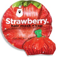 Bear Fruits Strawberry Detangle & Shine Hair Mask 20ml & Cap 1 Τεμάχιο - Μάσκα Περιποίησης με Εκχύλισμα Φράουλας για Ευκολοχτένιστα & Λαμπερά Μαλλιά & Σκουφάκι Εφαρμογής