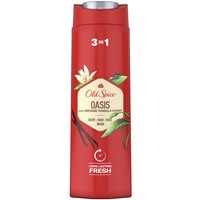 Old Spice Oasis 3in1 Shower & Shampoo Gel with Smoked Vanilla Scent 400ml - Ανδρικό Αφρόλουτρο, Σαμπουάν σε Μορφή Gel για Σώμα, Μαλλιά & Πρόσωπο με Άρωμα Βανίλιας