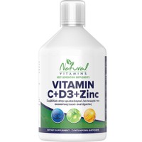 Natural Vitamins Adults C, D3 & Zinc 500ml - Συμπλήρωμα Διατροφής με Βιταμίνη C, D3 & Ψευδάργυρο σε Πόσιμο Υγρό για την Ενίσχυση & Φυσιολογική Λειτουργία του Ανοσοποιητικού σε Ενήλικες με Γεύση Πορτοκάλι