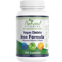 Natural Vitamins Vegan Iron Chelate Formula 100caps - Συμπλήρωμα Διατροφής Φόρμουλας Χηλικού Σιδήρου για Αυστηρά Χορτοφάγους για την Υποστήριξη του Αιμοποιητικού Συστήματος, Αντιμετώπιση της Αναιμίας & Κατά της Κόπωσης