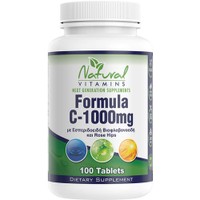 Natural Vitamins Formula C-1000mg 100tabs - Συμπλήρωμα Διατροφής Ολοκληρωμένης Φόρμουλας Βιταμίνης C με Βιοφλαβονοειδή, Αγριοτριανταφυλλιά & Ασερόλα για Ενίσχυση του Ανοσοποιητικού