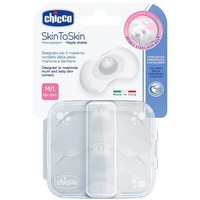 Chicco Skin to Skin Nipple Shields M/L 2 Τεμάχια - Προστατευτικοί Δίσκοι Στήθους Σιλικόνης για το Θηλασμό