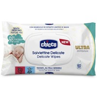 Chicco Ultra-Soft Μωρομάντηλα με Καπάκι 60 Τεμάχια - Διπλής Δράσης για Απαλό & Αποτελεσματικό Καθαρισμό
