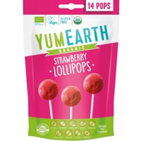 YumEarth Organic Strawberry Lollipops 14 Τεμάχια - Βιολογικά Γλειφιτζούρια με Γεύση Φράουλα