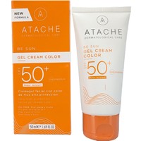 Atache Be Sun Gel Cream Color Water Resistant Spf50+, 50ml - Αντηλιακό Προσώπου Πολύ Υψηλής Προστασίας για Λιπαρές & Μικτές Επιδερμίδες