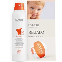 Babe Πακέτο Προσφοράς Pediatric Transparent Face & Body Sunscreen Wet Skin Spf50, 200ml & Δώρο Παιδικό Φουσκωτό Στρώμα Θαλάσσης 1 Τεμάχιο - Παιδικό Διάφανο Αντηλιακό Σπρέι Προσώπου, Σώματος Υψηλής Προστασίας, Πολύ Ανθεκτικό στο Νερό & Παιδική Φουσκωτή Μπάλα Θαλάσσης