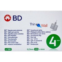 BD Thin Wall Pen Needles 0,23mm 32g x 4mm 100 Τεμάχια - Βελονάκια για Πένα Ινσουλίνης 