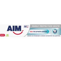 Aim Family Protection White Toothpaste 1450 ppm F 75ml - Φθοριούχος Οδοντόκρεμα για Λεύκανση & Ενδυνάμωση των Δοντιών