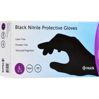 Holik Black Nitrile Protective Gloves 100 Τεμάχια - Large - Εξεταστικά Γάντια Νιτριλίου σε Μαύρο Χρώμα