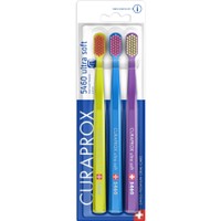 Curaprox Promo 5460 Ultra Soft Toothbrush Λαχανί - Γαλάζιο - Μωβ 3 Τεμάχια - Οδοντόβουρτσα με Πολύ Μαλακές, Πυκνές Ίνες