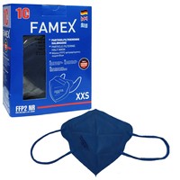 Famex Mask Kids Blue Παιδικές Μάσκες Προστασίας μιας Χρήσης FFP2 NR σε Σκούρο Μπλε Χρώμα 10 Τεμάχια