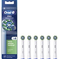 Oral-B Pro Cross Action Medium Electric Toothbrush Head White 6 Τεμάχια - Ανταλλακτικές Κεφαλές Ηλεκτρικής Οδοντόβουρτσας για Αφαίρεση της Πλάκας, Προστασία των Ούλων & Μεσαίας Σκληρότητας Ίνες με Ένδειξη Αντικατάστασης της Κεφαλής