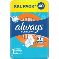 Always Ultra Day Normal Size 1 Sanitary Towels with Wings XXL Pack 40 Τεμάχια - Σερβιέτες με Φτερά Κανονικού Μεγέθους για Άμεση Απορρόφηση & Εξουδετέρωση Οσμών Κατά τη Διάρκεια της Μέρας