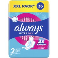 Always Ultra Day Super Size 2, 36 Τεμάχια - Σερβιέτες με Φτερά για Προστασία που Διαρκεί
