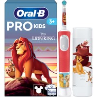 Oral-B Promo The Lion King Vitality Pro Kids Electric Toothbrush 3+ Years Άσπρο - Κόκκινο 1 Τεμάχιο & Θήκη Μεταφοράς 1 Τεμάχιο - Παιδική Ηλεκτρική Οδοντόβουρτσα με Μαλακές Ίνες & 2 Προγράμματα Βουρτσίσματος