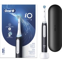 Oral-B iO Series 3 Electric Toothbrush Matt Black 1 Τεμάχιο - Ηλεκτρική Οδοντόβουρτσα με 3 Προγράμματα Καθαρισμού & Αισθητήρα Πίεσης σε Μαύρο Ματ Χρώμα με Θήκη Ταξιδίου