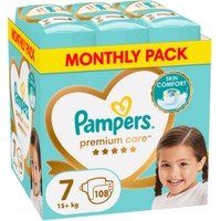 Pampers Premium Care Monthly Pack Νο7 (15+kg) 108 Τεμάχια (3x36 Τεμάχια) - 