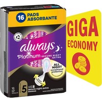 Always Promo Platinum Secure Night Extra Size 5, 16 Τεμάχια - Σερβιέτες Πολύ Μεγάλου Μεγέθους με Φτερά για Άνεση & Προστασία Κάθε Νύχτα