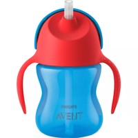 Philips Avent Bendy Straw Cup with Handles 9m+ Μπλε - Κόκκινο 200ml, Κωδ SCF798/01 - Εύχρηστο Πλαστικό Κύπελο με Καλαμάκι & Λαβές για Δραστήρια Νήπια στη Φάση της Ανάπτυξης