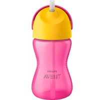 Philips Avent Bendy Straw Cup 12m+ Ροζ 300ml, Κωδ SCF798/02 - Εύχρηστο Πλαστικό Κύπελο με Καλαμάκι για Δραστήρια Νήπια στη Φάση της Ανάπτυξης