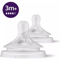 Philips Avent Natural Response Teat 3m+, 2 Τεμάχια, Κωδ SCY964/02 - Θηλή Σιλικόνης Ροής 4 Οπών