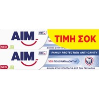 Aim Promo Family Protection Anti Cavity Toothpaste 2x75ml - Οδοντόκρεμα Κατά της Τερηδόνας για Δόντια 10 Φορές πιο Δυνατά