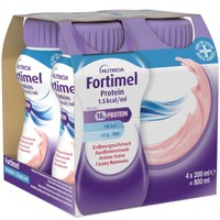 Nutricia Fortimel Protein 1,5 kcal/ml Strawberry 4x200ml - Πόσιμο Θρεπτικό Σκεύασμα Πλούσιο σε Πρωτεΐνες, Μέταλλα & Ιχνοστοιχεία για την Αντιμετώπιση Προβλημάτων Υποσιτισμού & Δυσθρεψίας που Σχετίζονται με Ασθένεια, με Γεύση Φράουλα