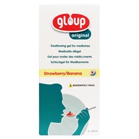 Gloup Original Swallowing Gel for Medicines Strawberry, Banana Flavor 500ml - Λιπαντικό Gel για Διευκόλυνση Κατάποσης Φαρμακευτικών Αγωγών με Ευχάριστη Γεύση Μπανάνα, Φράουλα