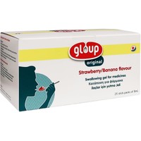 Gloup Original Swallowing Gel for Medicines Strawberry, Banana Flavor 25 Sticks x 8ml - Λιπαντικό Gel για Διευκόλυνση Κατάποσης Φαρμακευτικών Αγωγών με Ευχάριστη Γεύση Μπανάνα, Φράουλα